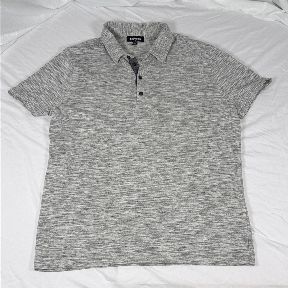 Express Men’s Gray Marled Polo Shirt